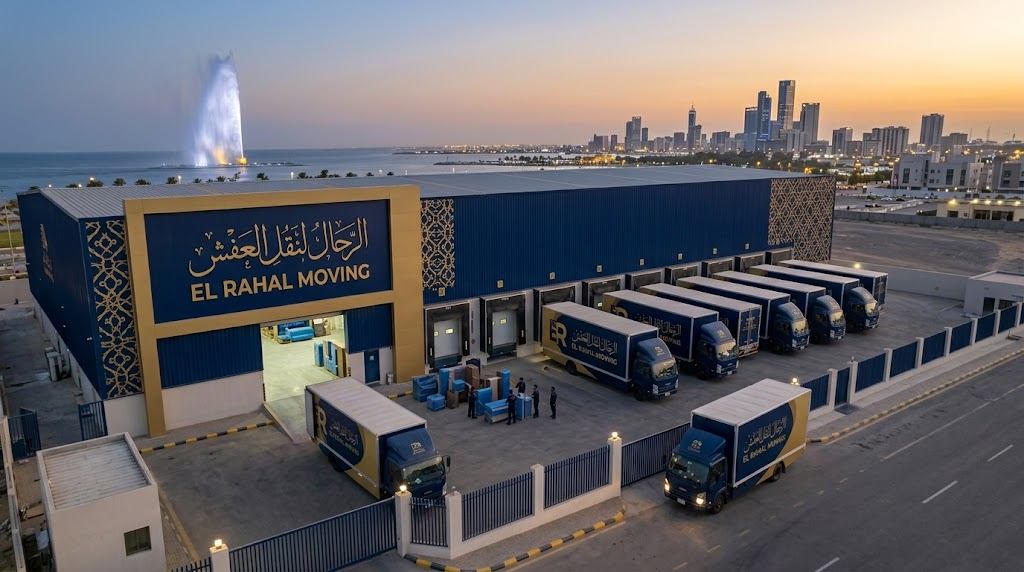 فريق الرحال يرتب أثاث غرفة الطعام في منزل فاخر بإطلالة بحرية بجدة