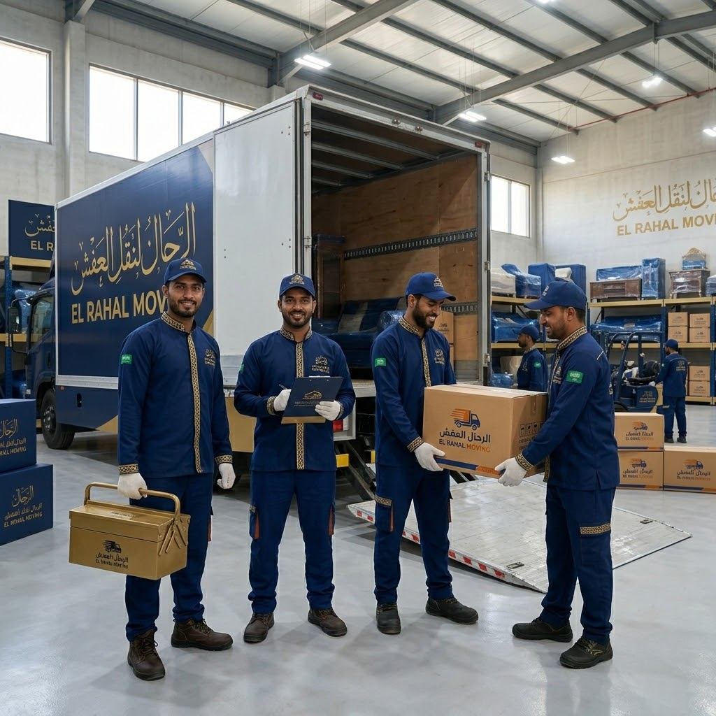 مستودع وأسطول شركة الرحال لنقل العفش بجدة