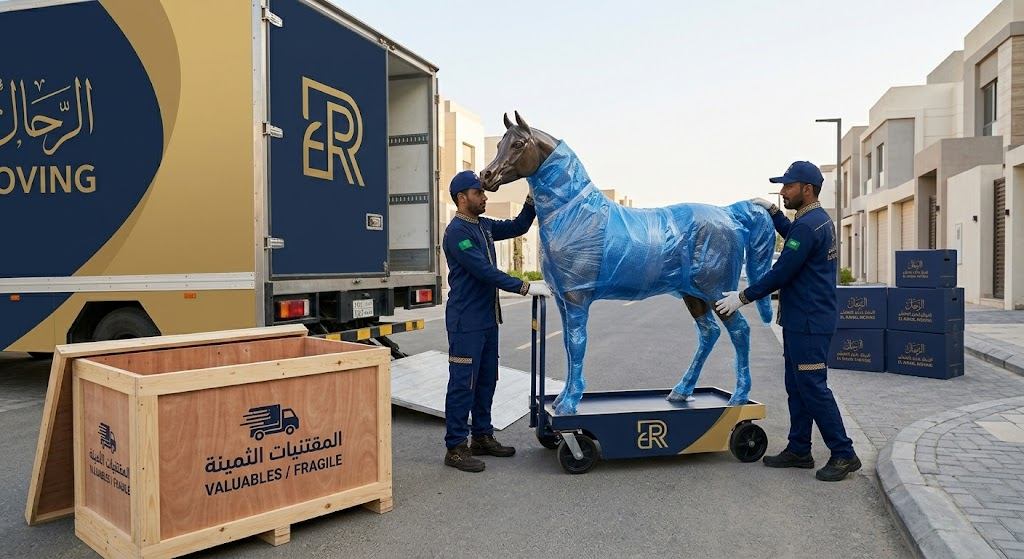 فريق الرحال يرتب الأثاث في المنزل الجديد بجدة