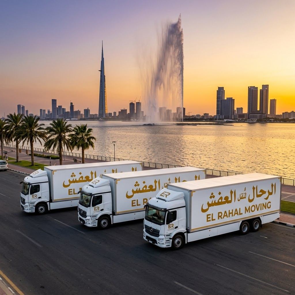 أسطول سيارات نقل العفش الخاص بالرحال في شوارع جدة