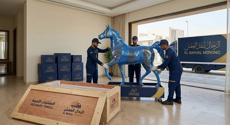 فريق نقل عفش الرحال يُركّب السرير في المنزل الجديد — حي الواحة