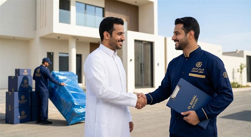 عمال نقل عفش محترفون يرفعون الأثاث الثقيل بأمان — حي السبيل